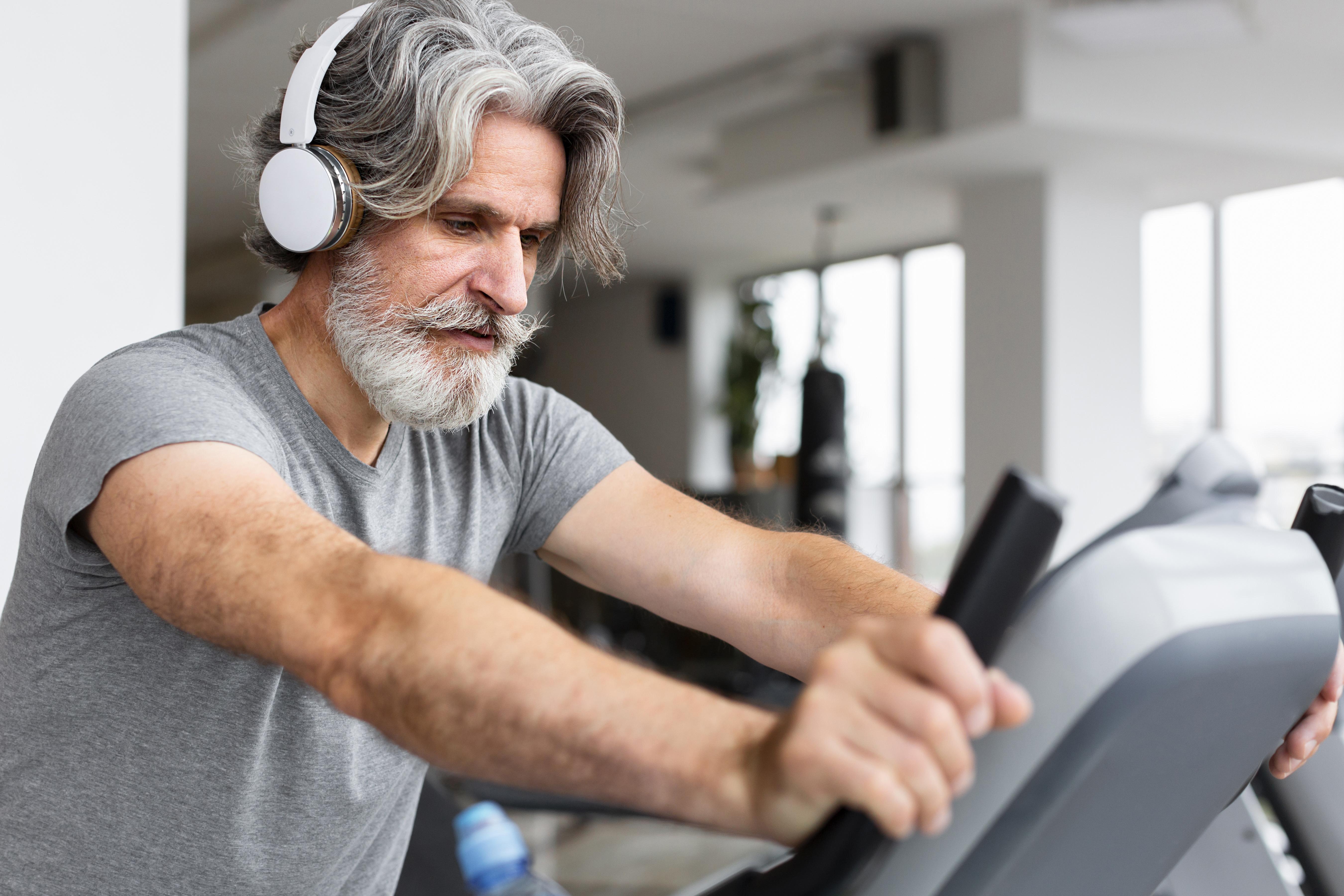Side View Man Running Indoors