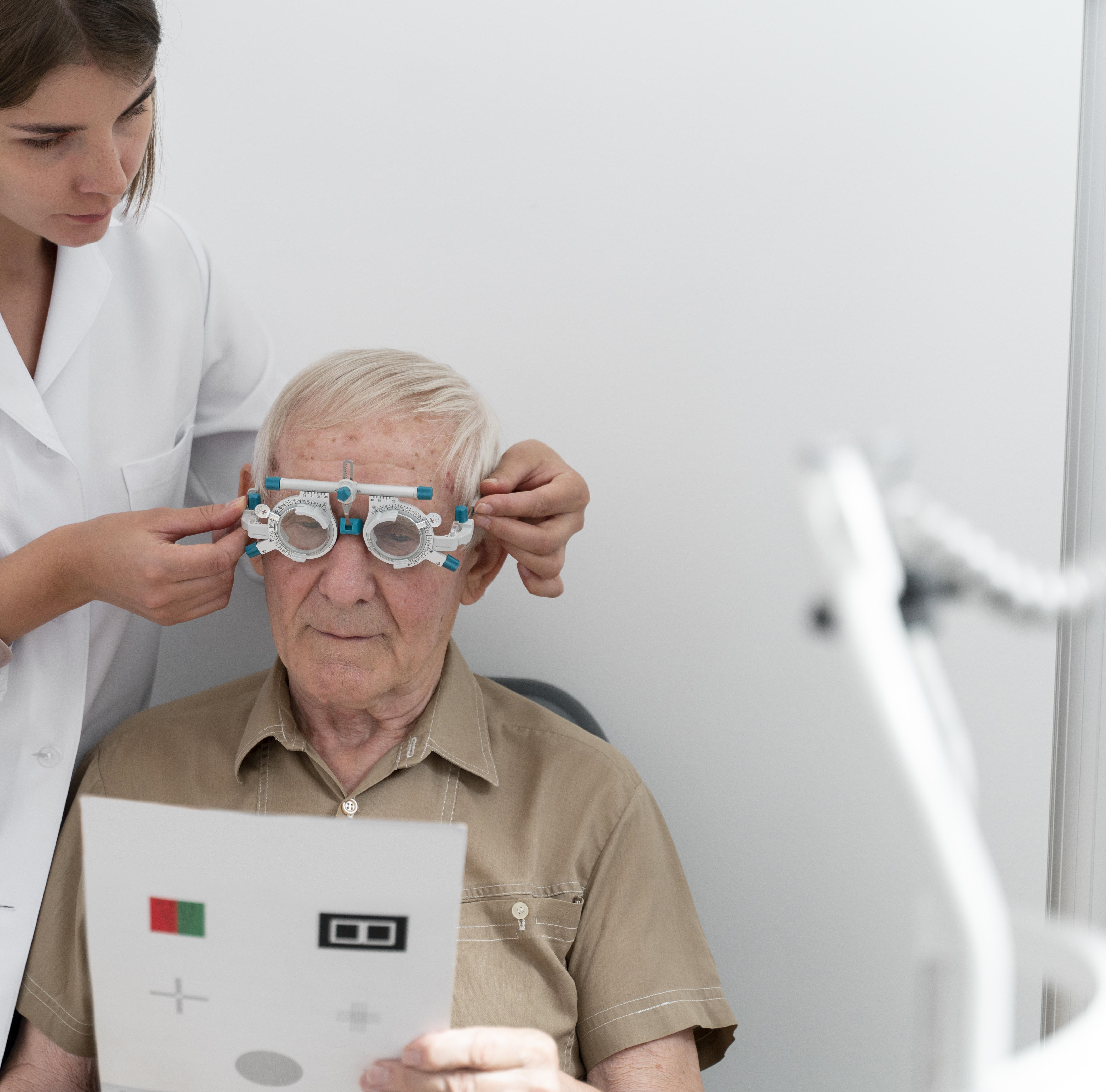 Man Having Eye Sight Check Ophthalmology Clinic