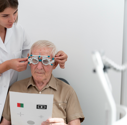 Man Having Eye Sight Check Ophthalmology Clinic