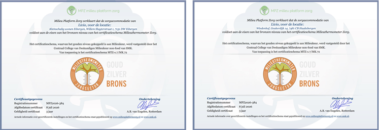 Milieuthermometerzorg Bronzencertificaat